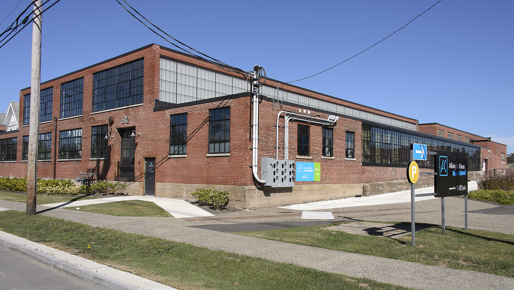 Exterior of a large brick building